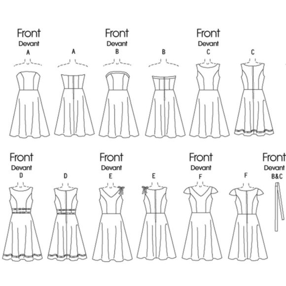 Butterick 4443 - 6 Easy Sew - Flared Dresses Sewing Pattern - Size BB 8,10,12,14 - Picture 9 of 10